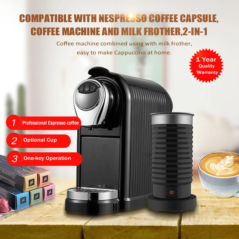 Machine à café à capsules HiBREW cafetière expresso combinée avec mousseur à lait argenté MF04/MF802 pour la maison