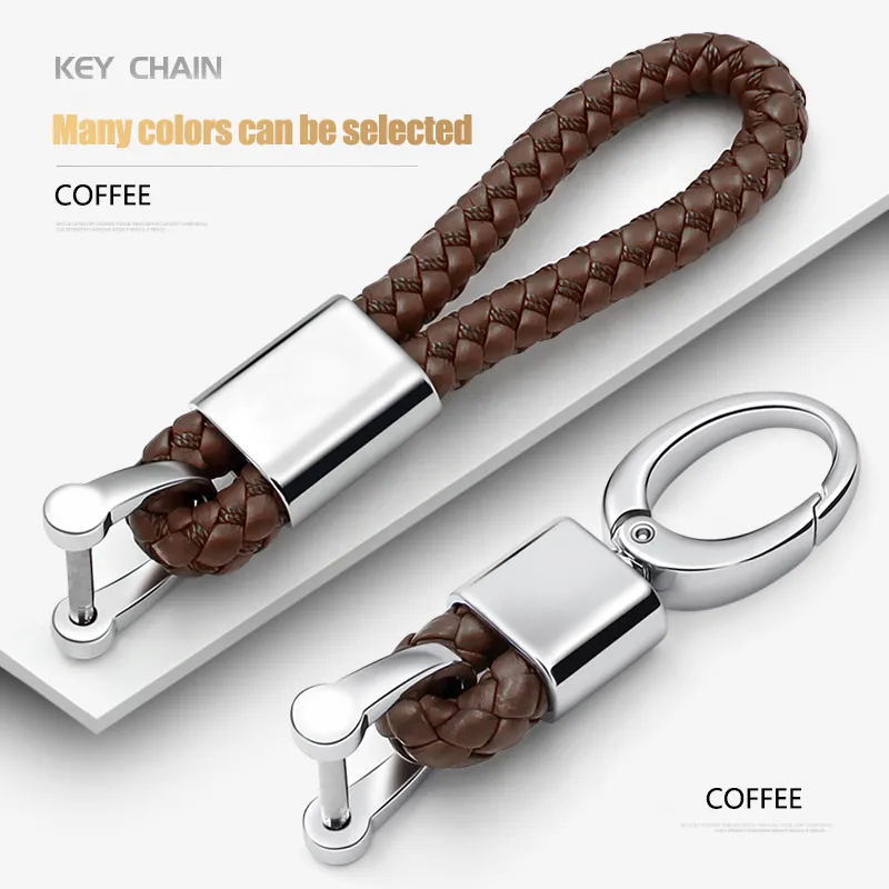Handgewebter Schlüsselanhänger aus Leder, Schlüsselanhänger aus Metall, Ketten, individuelle Geschenke, Autoschlüsselhalter für Auto-Schlüsselanhänger231o