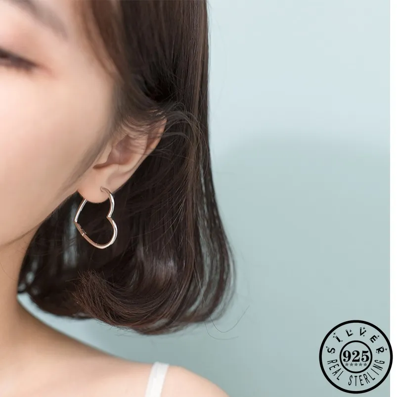 100% Real 925 Sterling Silver Heart Heart Ear Earings Earros de brincos coreanos da coreana para mulheres Jóias finas de Natal 200924235s