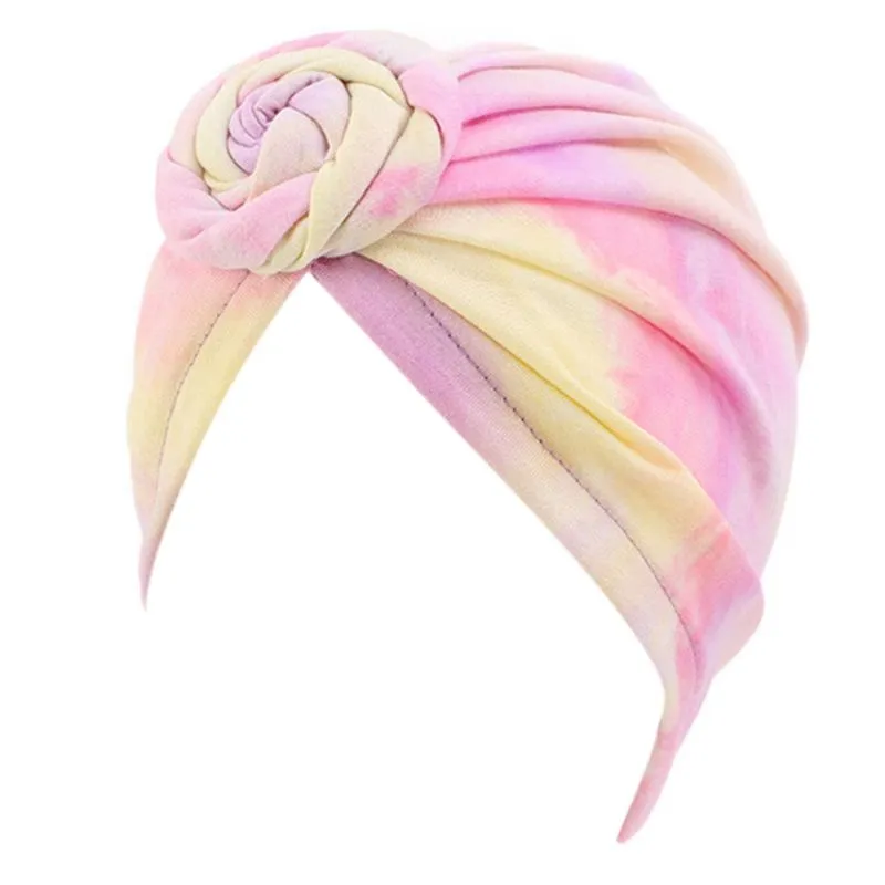 Chapeau Turban noué en spirale pour femmes, style Boho, extensible, néon, teinture par nouage, chimio, Headwrap1250i