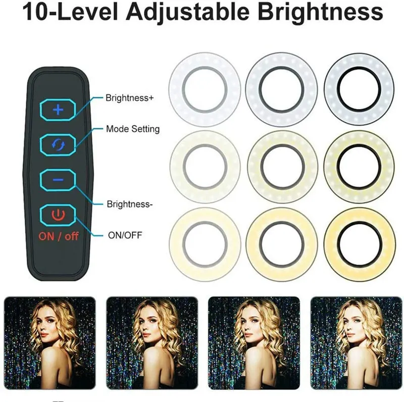Selfie Ring Light met Telefoonhouder Lazy Bracket Desktop Clip LED Usb Ring Lamp Tafelstandaard Flexibel voor Live Stream Video Blogger