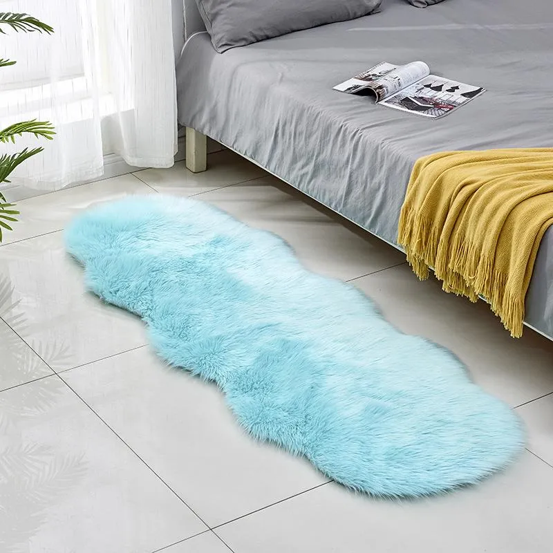 Tapis de sol en peluche pour salon, chambre d'enfant, fausse fourrure, solide, moelleux, doux, à poils longs, en peau de mouton artificielle, Hairy285e