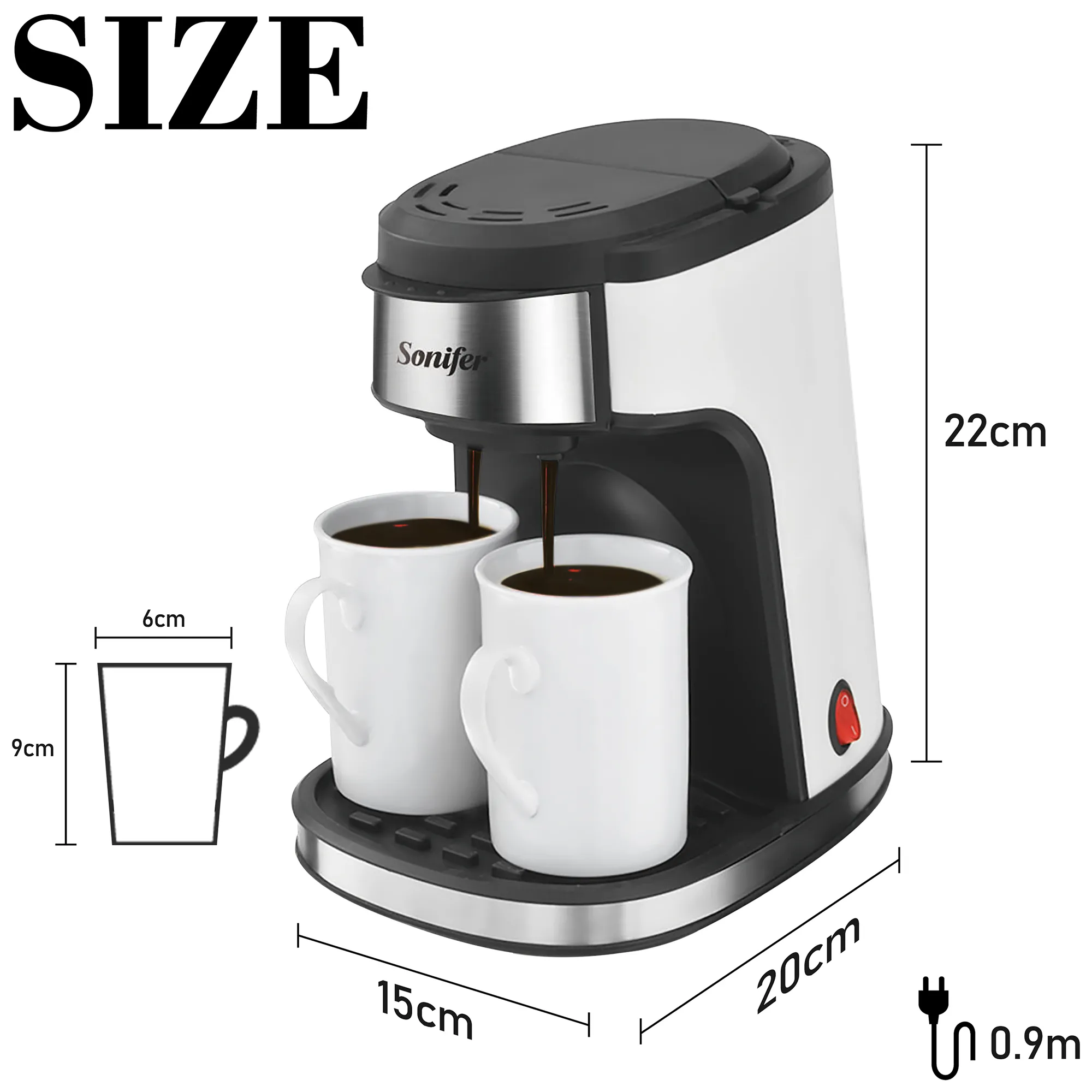 Máquina de café removível e lavável Cozinha removível e lavável Máquina de café chá cafeteira fabricante de leite para o presente 220V Sonifer