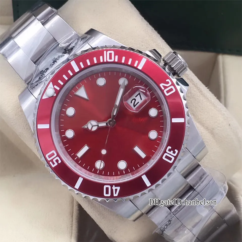 YENİ Luxusuhr erkek saatleri Aydınlık fonksiyonu 2813 Otomatik hareket izle 40mm Kırmızı çerçeve Safir yüzey montre de luxe Takvim Kol Saati