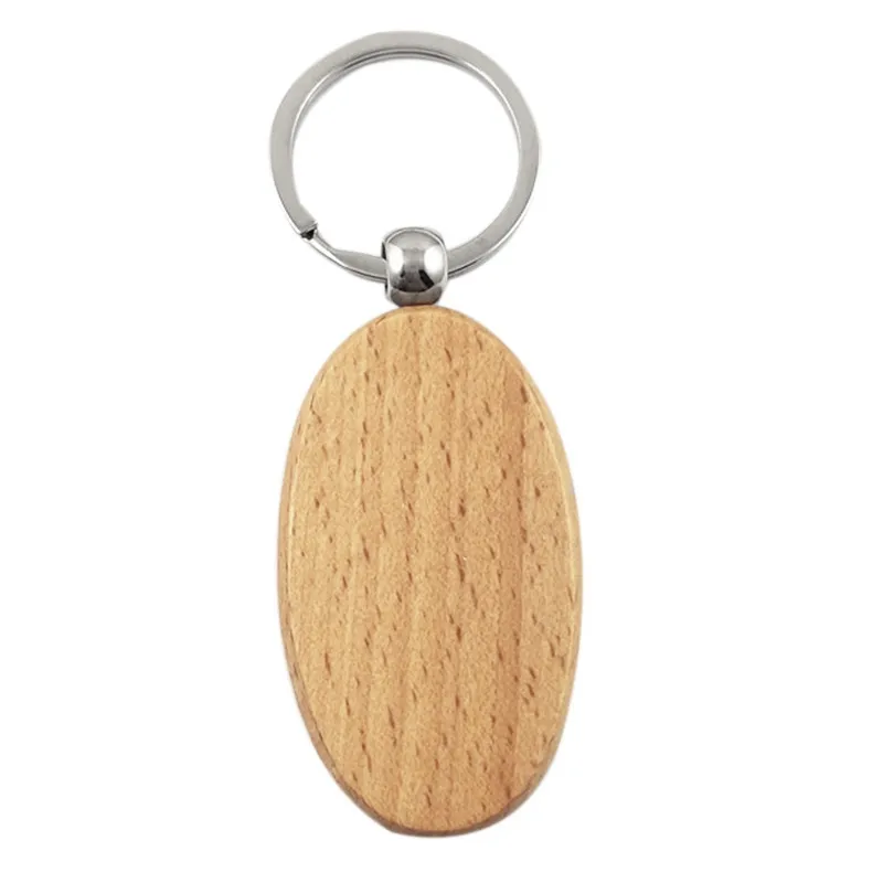 Keychains Blank Wooden Key Chain DIY Wood Tags Gifts Yellow 20 Oval & 20 Rectangle1198m