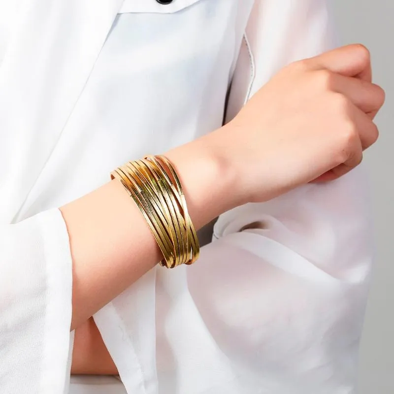 Bohemian skórzane bransoletki dla kobiet złoty srebrny kolor wielokrotne warstwy urok bransoletka bransoletka impreza moda biżuteria1282g