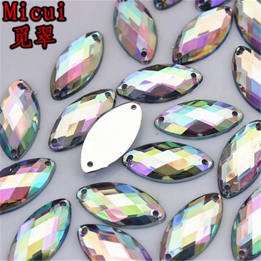 Micui 200 pz 9 18mm cristalli da cucire strass flatback cucire su pietra acrilica occhio di cavallo strass cristallo vestiti gioielli ZZ602255N