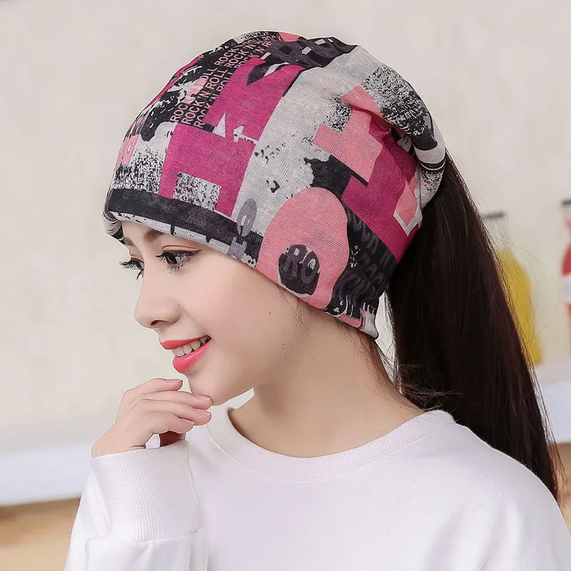 Women Floral Cancer Chemo Hat Beanie Scarf Turban Head Wrap Cap Cotton Casual Fitted Knitted Hat For Women High Quality1250L