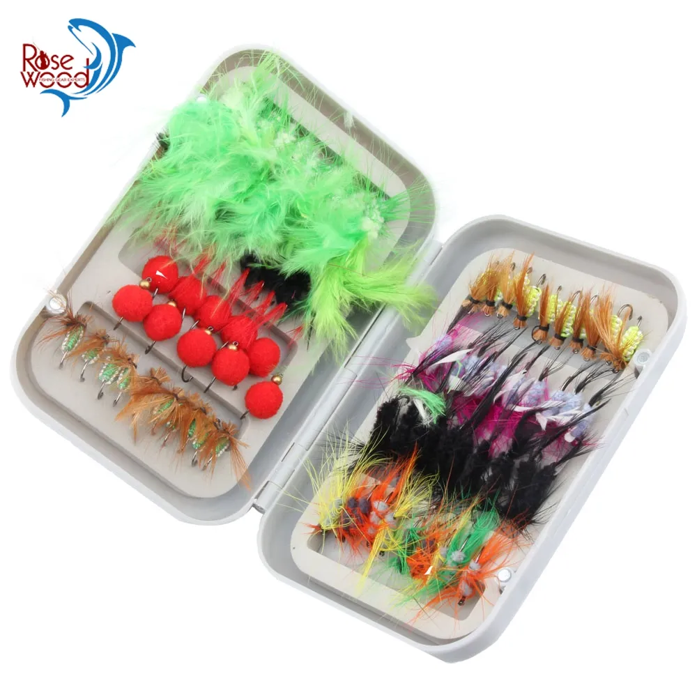 80st Dry Fly Fishing Lure Set med Box Artificial Trout Carp Bass Fjäril