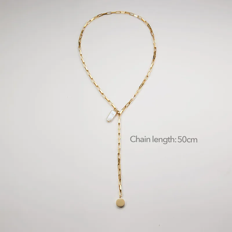 Nuova collana con ciondolo a catena conchiglia da donna in acciaio inossidabile naturale madreperla collane catena clavicola gioielli di moda295V
