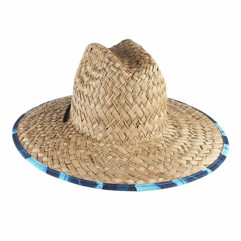 Chapeaux à large bord Gemvie Lifeguard Straw Safari Chapeau pour hommes Femmes Summer Sun avec menton Cord1312y