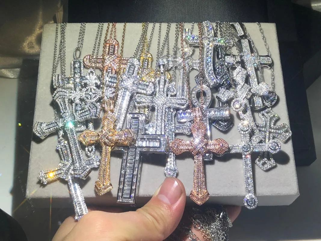 Оригинальный изысканный библейский крест с подвеской в виде креста Иисуса, ожерелье для женщин и мужчин, роскошные ювелирные изделия, распятие, подвеска, имитация бриллианта, 220 Вт