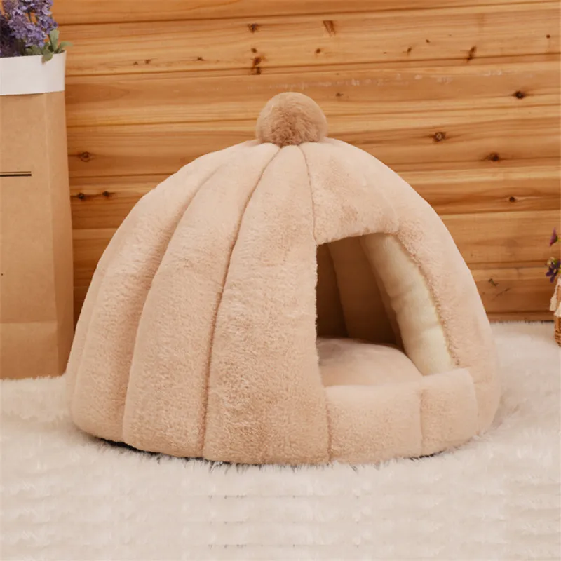 Pet Cat Dog Cute House Bed Mat Warm Soft Mjuk borttagbar kennelbo Basket Tyteps Funny Fruit Pumpkin för LJ201028