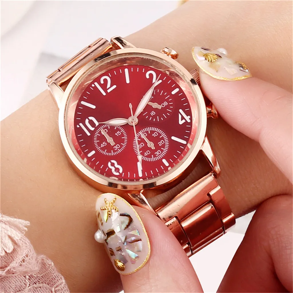 Ladies Big Dial Rose Gold Quartz Watch Womens Watches Stainless Steel Luminous QuartzWatch Clock Women Momtre Femme relogio9109715