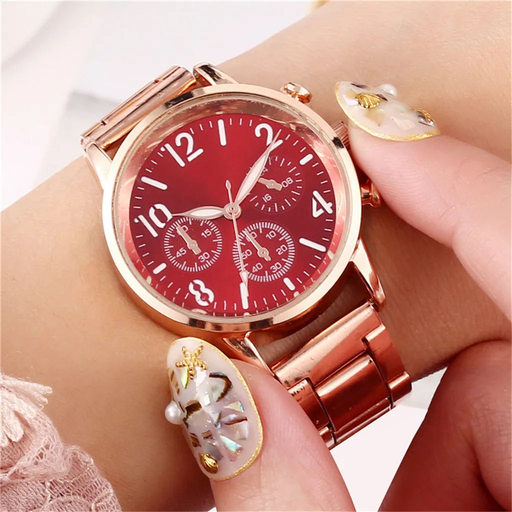 Mesdames big calin rose rose quartz watch womens montres en acier inoxydable quartzwatch horloge femme momtre femme relogio1558892