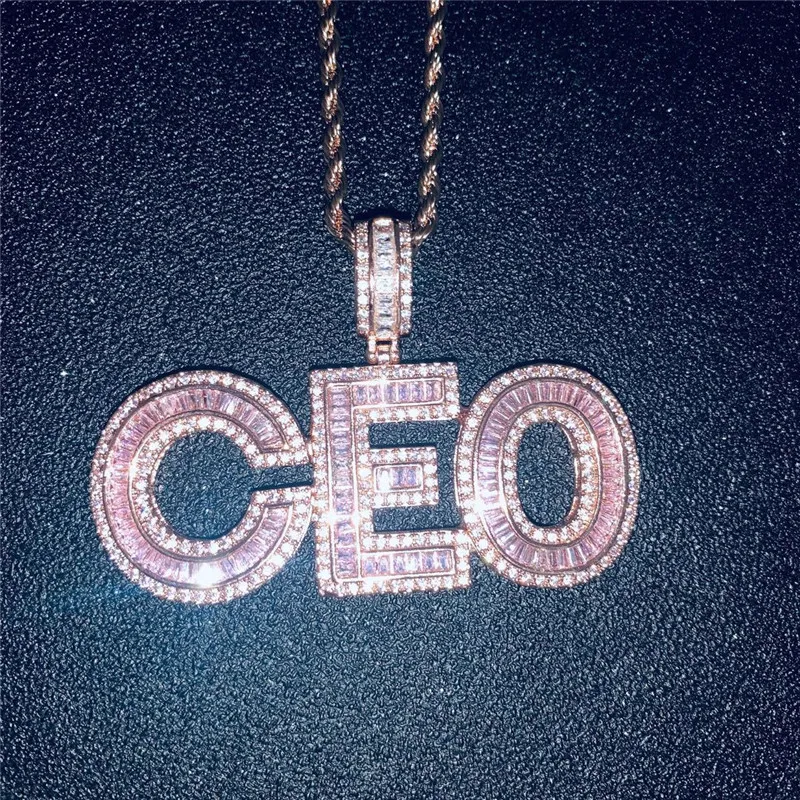 A-Z Iced Out Word Custom Your Letter Nome collana Cubic Zirconia Letters Necklace Men Hiphop Jewelry Gift220f220F220F220F