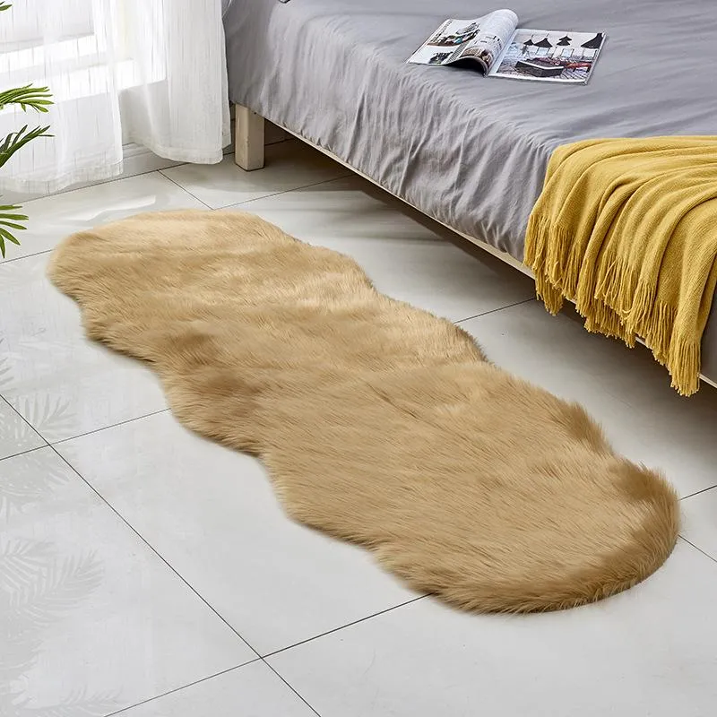 Tapis de sol en peluche pour salon, chambre d'enfant, fausse fourrure, solide, moelleux, doux, à poils longs, en peau de mouton artificielle, Hairy285e