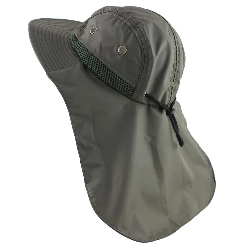Chapéu de sol de verão balde masculino feminino boonie chapéu com aba de pescoço ao ar livre proteção uv grande borda larga caminhadas pesca malha respirável 1255h