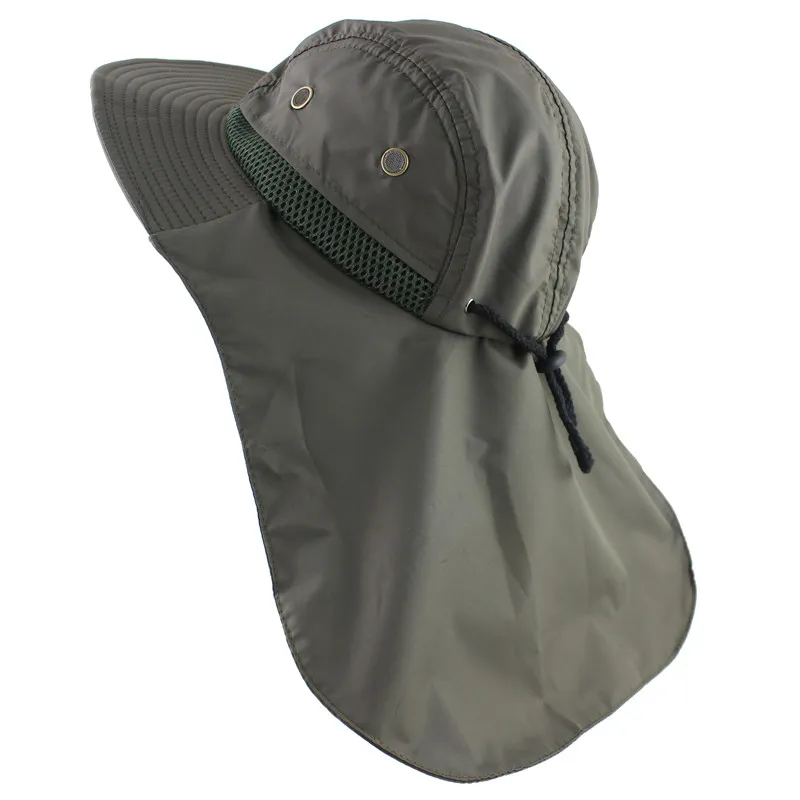 Chapeau de soleil d'été pour hommes et femmes, chapeau Boonie avec rabat de cou, Protection UV extérieure, grand bord Large, randonnée, pêche, maille respirante1255H