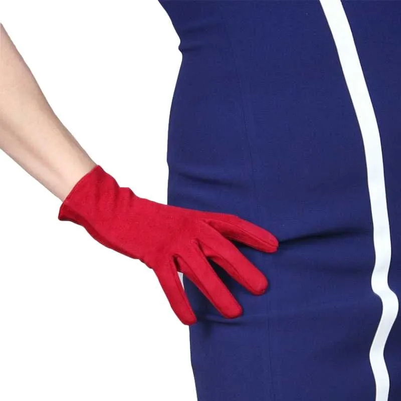 Cinq doigts gants 21cm daim section courte émulation cuir chaud mince main grand rouge foncé Noël WJP27-211282S