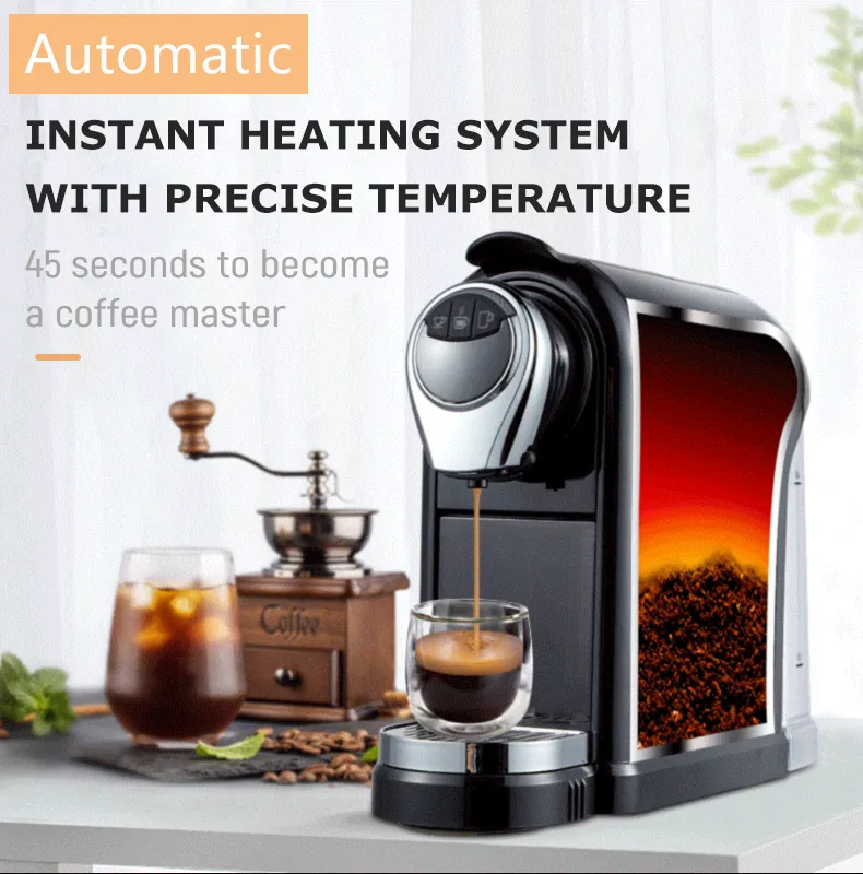 Machine à café à capsules HiBREW cafetière expresso combinée avec mousseur à lait argenté MF04/MF802 pour la maison