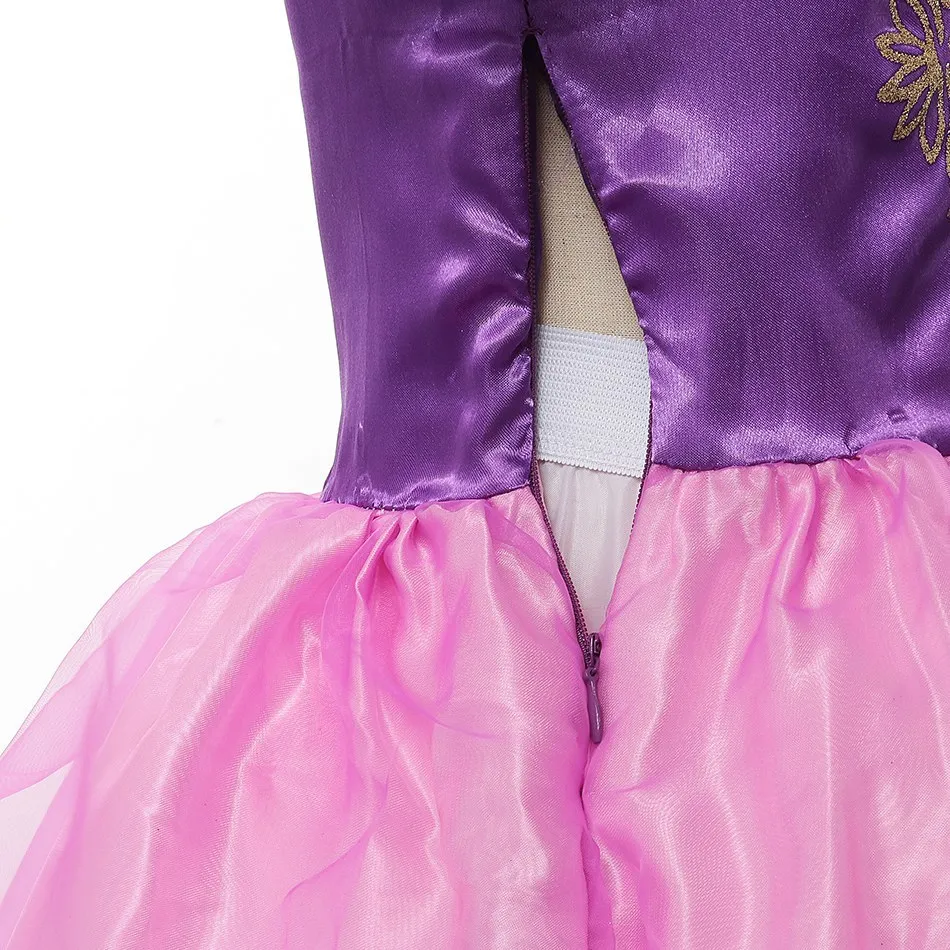 Filles Rapunzel Robe Puff Manches Tangeled Fantaisie Cosplay Costume De Princesse Pour Fête D'anniversaire Enfants Halloween Outfit Vêtements 210317