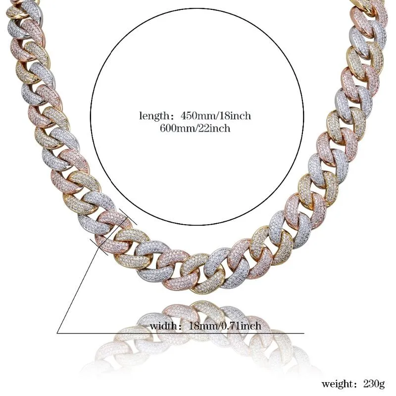 Maimi Cuban Link Chain Necklace heren hiphop goud kleur ijskoud kubieke zirkon kettingen sieraden geschenken 16-30 198s