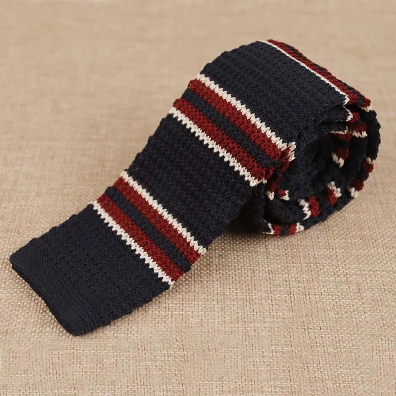 Linbaiway 5cm Sknniy Ties for Men's Knitted Flat Head Knitted Striped Tie Slim Neckties For Wedding Formal Cravat Custom LOGO2274