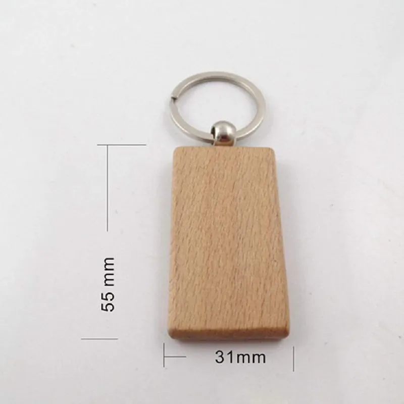 50 Blank Wooden Keychain Rectangular Key ID Can Be Engraved DIY333P