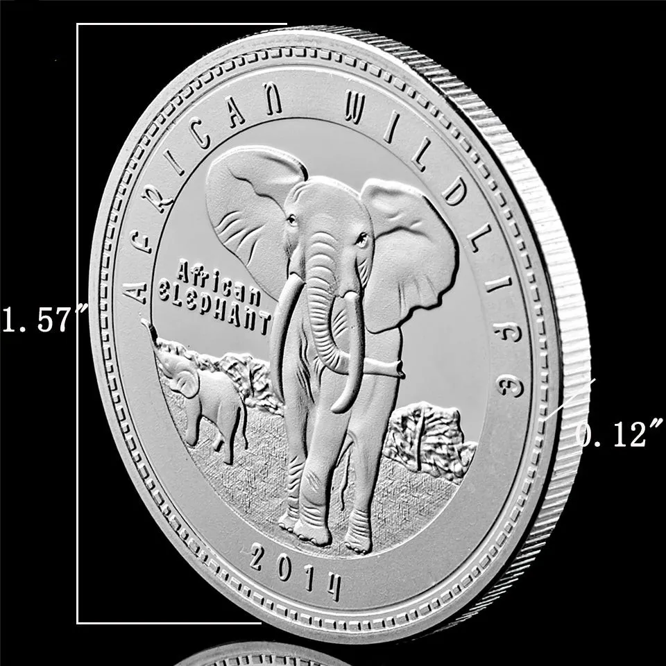 Modèle d'éléphant de la faune africaine Zambie artisanat argent plaqué commémoratif pour collection4626332