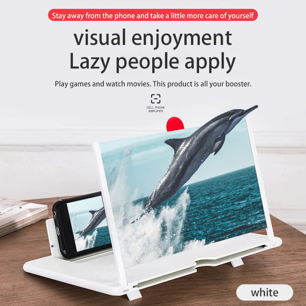12 -calowy wspornik wzmacniacza wideo z ekranem telefonu komórkowego Screen HD z powiększającym miejscem do powiększania.