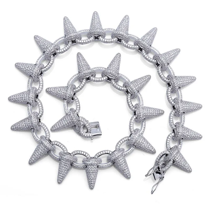 28 mm mrożone ciężkie punkowe dłaty dławiki bling łańcuch sześcienny cyrkon męski naszyjnik bioder biżuteria
