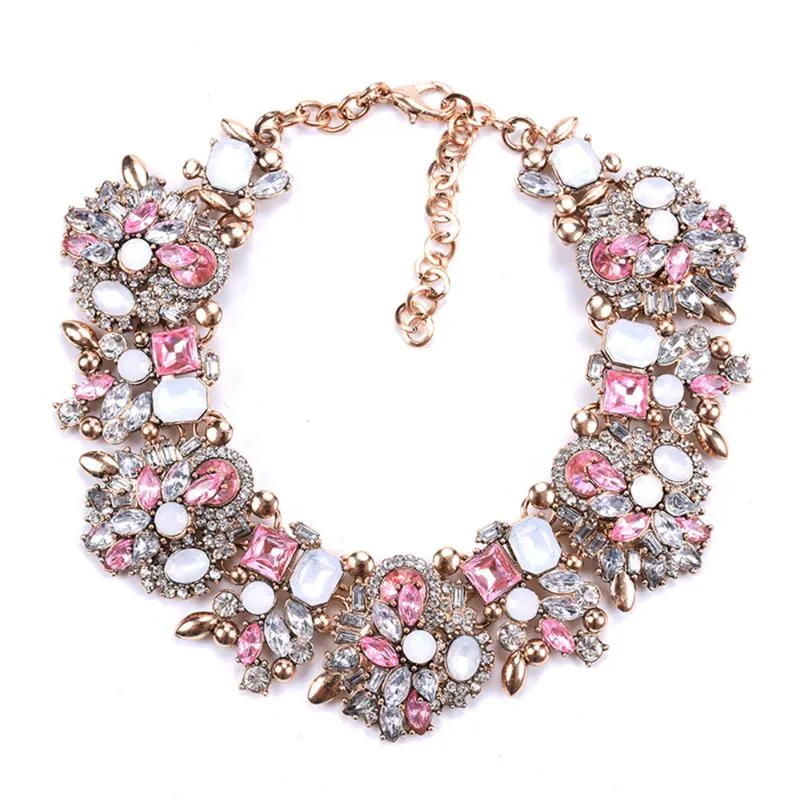 Charme strass flores colares para mulheres moda cristal jóias gargantilha declaração bib colar colar 2020354w