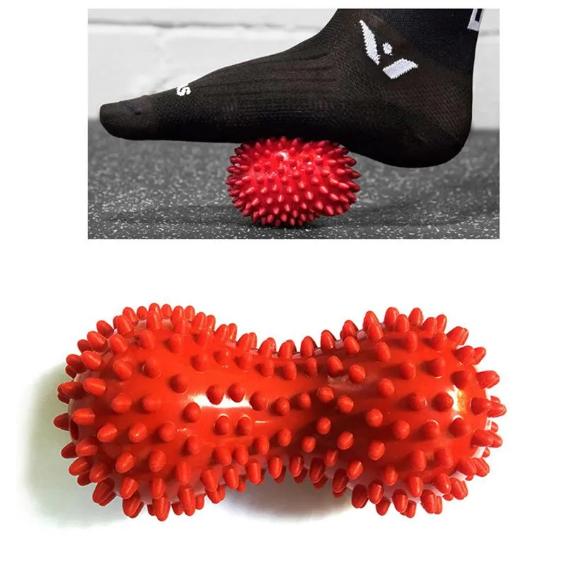 تدليك القدم الأسطوانة الفول السوداني المزدوج lacrosse spiky balls myofascial balls لالتهاب اللفافة الأخمصية التنقل الخلفي للألم قوس التخفيف 228160979