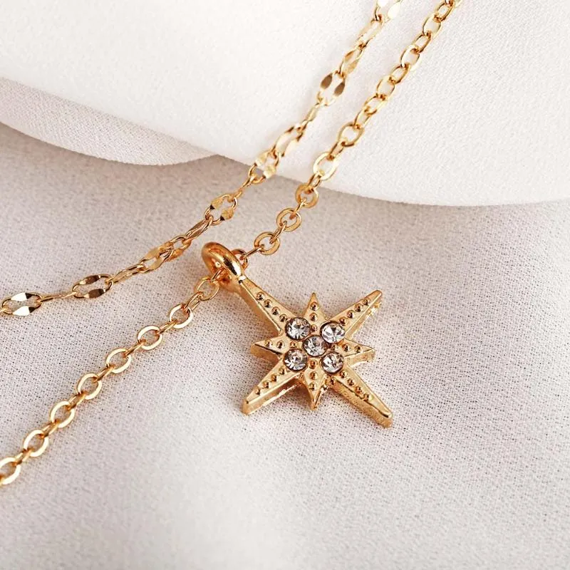 Pendant Necklaces Necklace Layered Chokers Crystal Luxury Pentagram Fashion Vintage Jewelery Star Women Jewelry Gold Chain Wholesa235r