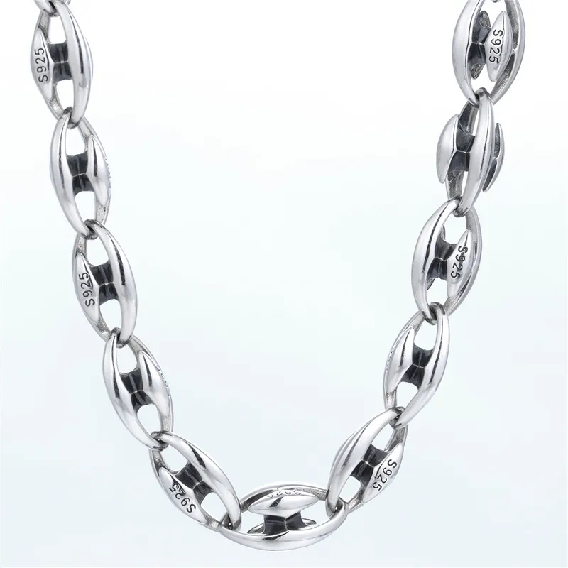 143G 100% REAL PURE 925 Sterling Silver smycken halsband 11mm tjocklek kedja män gåva thailändskt silver longchoker mode halsband2171