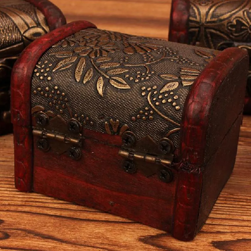 partia małe vintage pudełka na biżuterię drewniane biżuterię pudełko skarbnik skrzynia klatki piersiowej biżuteria