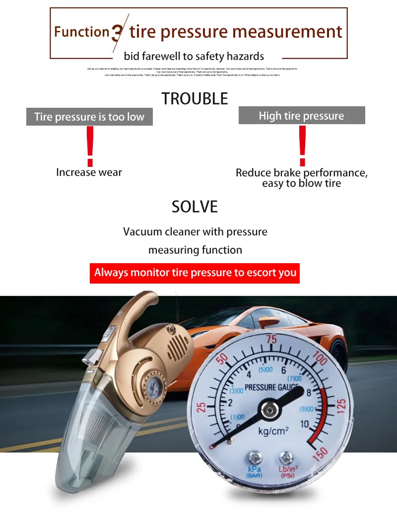 Car Vacuum Cleaner 120W Portable Handheld Vacuum Cleaner Wet and Dry Dual Use Car Vacuum Aspirateur Voiture 12V