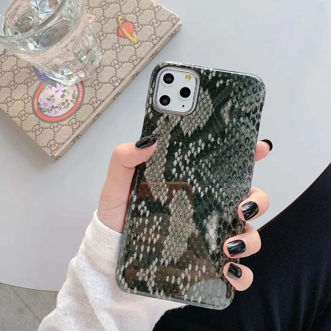 Tekstura Skóra Snake Telefon Case Dla iPhone 13 12 11 Pro Max Hard PC Plastikowe Tylne Pokrywy Przypadki dla iPhone 7 8 Plus X XR XS Max 11Pro Max