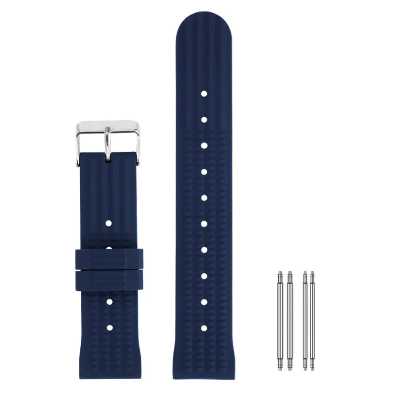 Bracelet de montre en caoutchouc étanche, 20mm 22mm, Bracelet de remplacement pour plongeur, noir et bleu, en Silicone, barres à ressort, boucle ardillon 287v