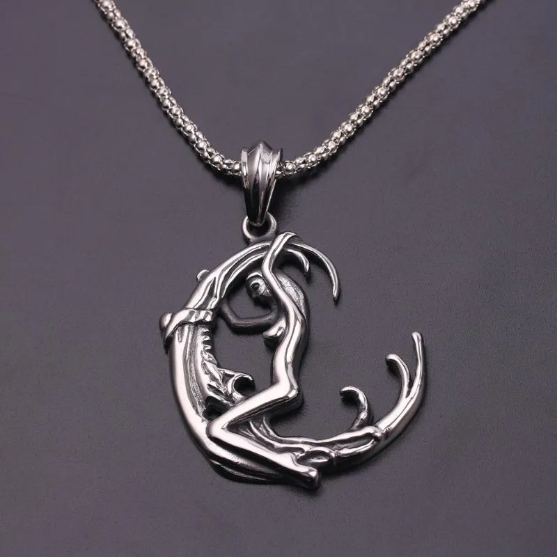 2020New Moon Goddess Wicca Collier pendentif sorcier sorcier gothique magique amulette talisman vintage pour hommes