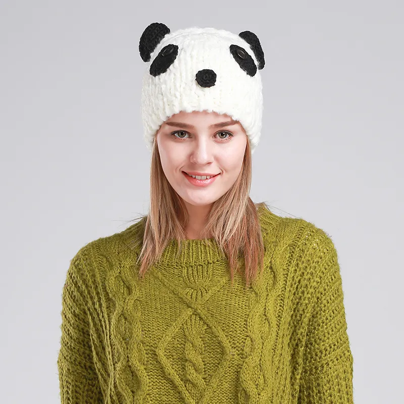 Beanie Skull Caps Söta panda mössa Vinterhattar för kvinnor beanie hat nyhet Bonnet Femme1205i