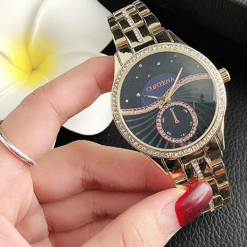 CONTENA New Women Casual Stainless Steel Ladies Watch Quartz Wrist Watch Starry Sky Female Clock relogio feminino220R