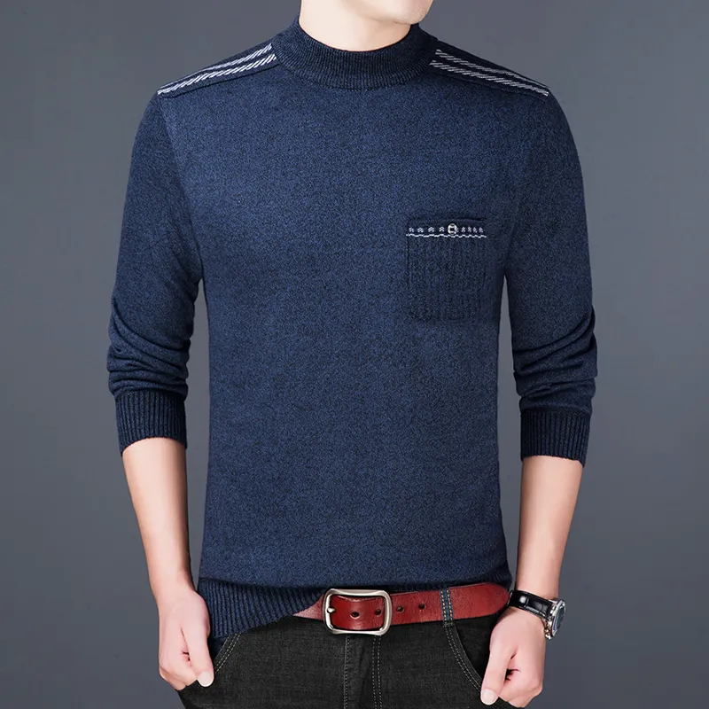 New Fashion Brand Sweater Men Pullovers Turtleneck Slim Fit Jumpers Knitting Warm Autumn Korean Style Casual Men Clothes 201118