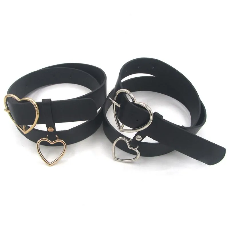 Black Belts Classic Heart Buckle Design New Fashion Women Faux Leather Heart Accessory Adjustable Belt Waistband For Girls203T