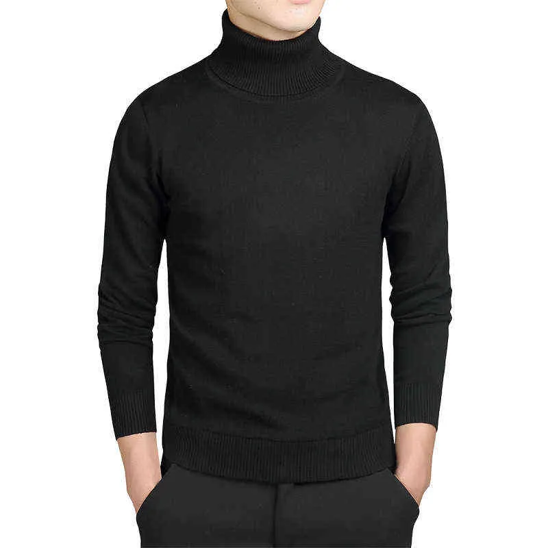 Męskie Swetry Bawełniane Zima Ciepły sweter Mężczyźni Czarny Turtleneck Pullover Slim Fit Jumper Pull Dzianiny Mężczyźni Odzież Dorywczo XR204 211221