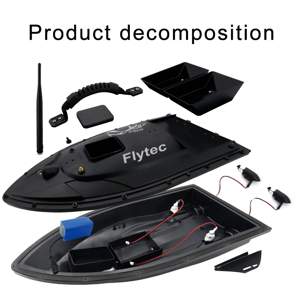 Flytec V500 50cm appâts de pêche bateau RC 500M détecteur de poisson à distance 5.4km/h 2-24h en utilisant le temps Double moteur jouet d'extérieur avec émetteur