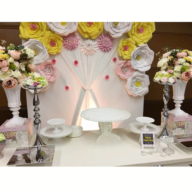 10st Silver Candle Holders 50cm32cm Flower Stand Flowers Floor Vase Candlestick Metal Candelabra Weddingtable Centerpieces 02 Y9566223