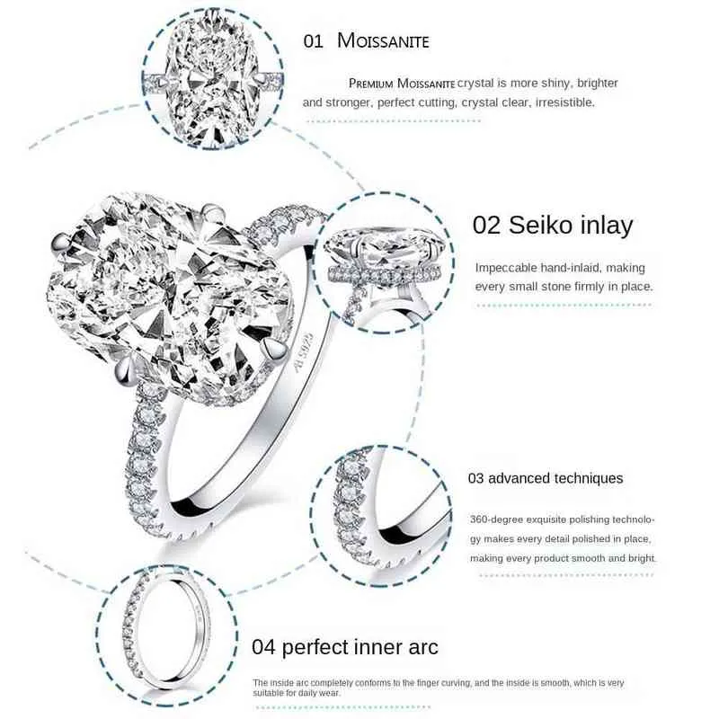 S925 Srebrne pierścionki zaręczynowe 6ct 6ct Jajka Diamentowa para ślubna luksusowa biżuteria Big 2202073017545