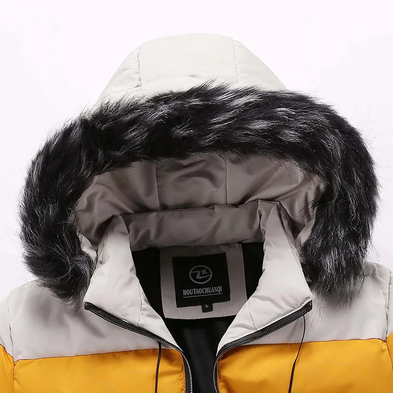 Puffer Kurtka Męskie Kurtka Zimowa Futro Kołnierz Płaszcz Z Kapturem Gruby Płaszcz Mężczyźni Parkas Down Kurtki Bawełna Inside Ciepła Plus Rozmiar 4XL 5XL 201218